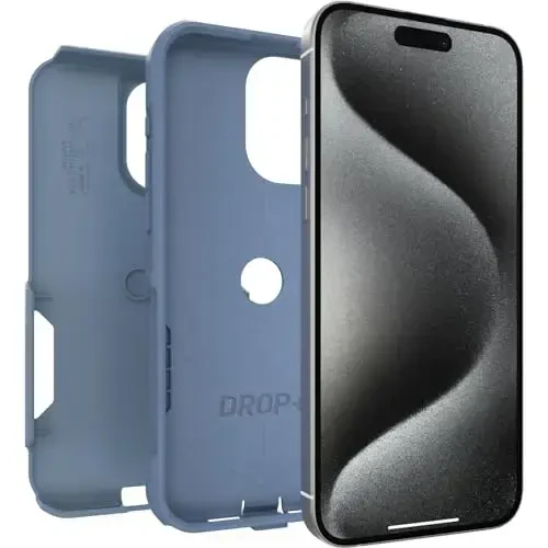 OtterBox iPhone 15 Pro MAX (Only) Commuter Series Case - Crisp Denim (Blue), Slim & Tough, Pocket-Friendly, with Port Protection - 4