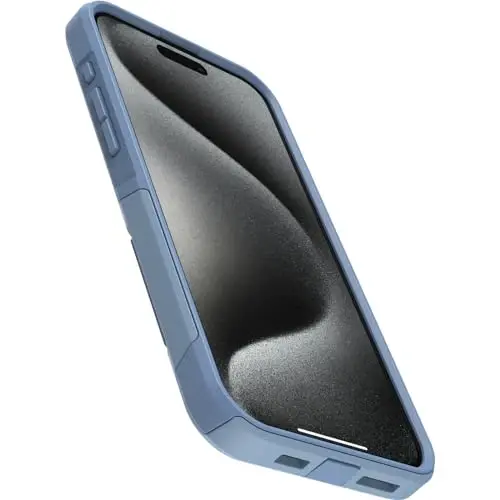 OtterBox iPhone 15 Pro MAX (Only) Commuter Series Case - Crisp Denim (Blue), Slim & Tough, Pocket-Friendly, with Port Protection - 3