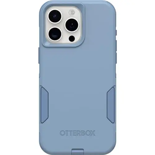 OtterBox iPhone 15 Pro MAX (Only) Commuter Series Case - Crisp Denim (Blue), Slim & Tough, Pocket-Friendly, with Port Protection - 5