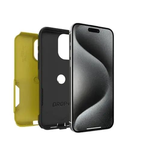 OtterBox iPhone 15 Pro Max (Only) - Commuter Series Case - Night Reverse (Yellow & Black) - Slim & Tough - Pocket-Friendly - with Port Protection - 3