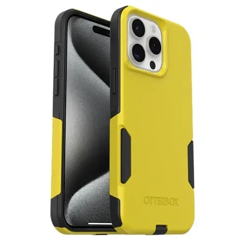 OtterBox iPhone 15 Pro Max (Only) - Commuter Series Case - Night Reverse (Yellow & Black) - Slim & Tough - Pocket-Friendly - with Port Protection - 5
