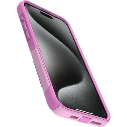 OtterBox iPhone 15 Pro MAX (Only) Commuter Series Case - Run Wildflower (Pink), Slim & Tough, Pocket-Friendly, with Port Protection - 3