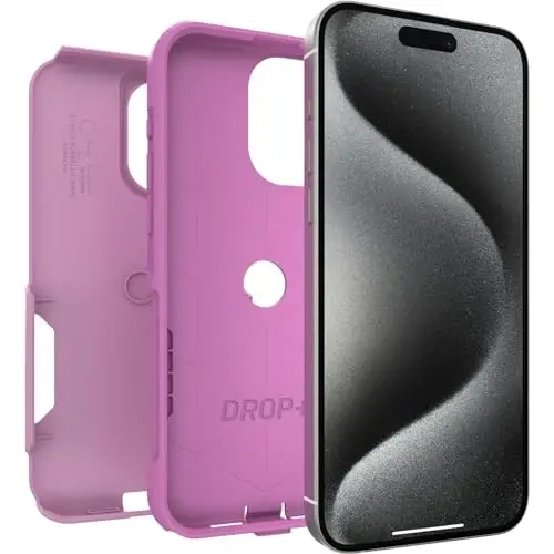 OtterBox iPhone 15 Pro MAX (Only) Commuter Series Case - Run Wildflower (Pink), Slim & Tough, Pocket-Friendly, with Port Protection - 4