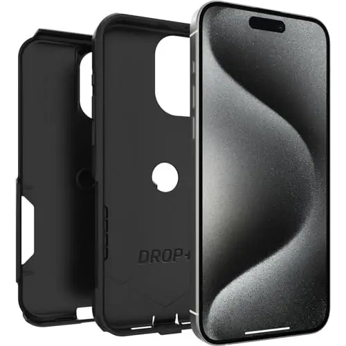 OtterBox iPhone 15 Pro MAX (Only) Commuter Series Case - Black, Slim & Tough, Pocket-Friendly, with Port Protection - 4