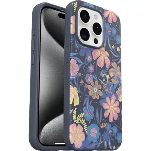 OtterBox iPhone 15 Pro (Only) Symmetry Series Case - Black, Snaps to MagSafe, Ultra-Sleek, Raised Edges Protect Camera & Screen (Fairy Fauna) 