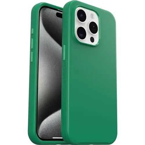 OtterBox iPhone 15 Pro (Only) Symmetry Series Case - Green Juice (Green), Snaps to MagSafe, Ultra-Sleek, Raised Edges Protect Camera & Screen - 1