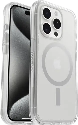 OtterBox iPhone 15 Pro (Only) Symmetry Series Clear Case - (Clear), Snaps to MagSafe, Ultra-Sleek, Raised Edges Protect Camera & Screen - 1