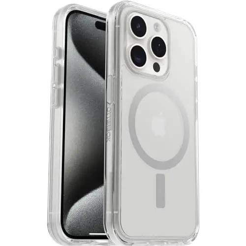OtterBox iPhone 15 Pro (только) Symmetry Series Clear Case - (прозрачный), прикрепляется к MagSafe, ультратонкий, приподнятые края защищают камеру и экран (поставляется в пакете, идеально подходит для бизнес-клиентов) - 4
