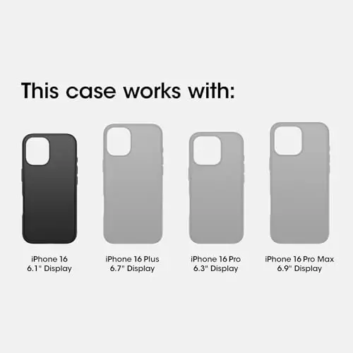 OtterBox iPhone 16 Symmetry Series Case - Black (Ships in polybag, Ideal for Business customers) - 2