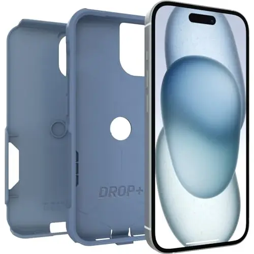 OtterBox iPhone 16e, 15, 14, & 13 Commuter Series Case - Crisp Denim (Blue), Slim & Tough, Pocket-Friendly, with Port Protection - 4