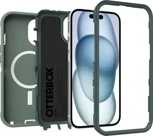 OtterBox iPhone 16e, 15, 14, & 13 Defender Series - Forest Ranger Green, ekran qoplamasiz, mustahkam va chidamli, port himoyasi bilan, MagSafe ga o'rnatiladi - 3