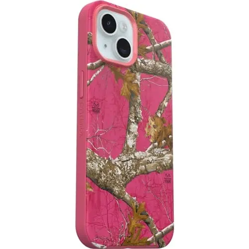 OtterBox iPhone 16e, 15, 14, & 13 Symmetry Series Case - Realtree Flamingo Pink, Snaps to MagSafe, Ultra-Sleek, Raised Edges Protect Camera & Screen - 4