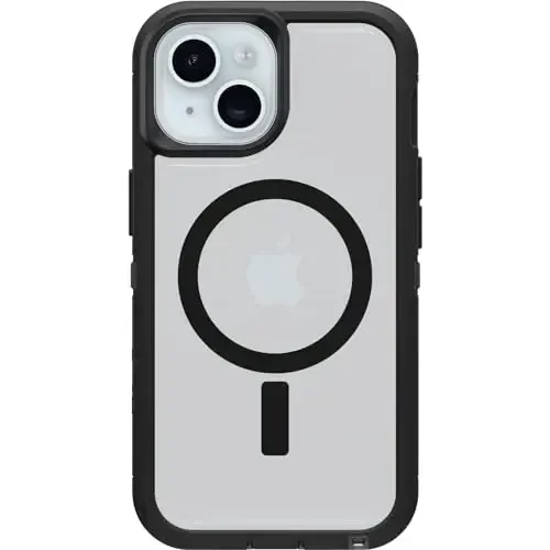 OtterBox iPhone 16e, 15, 14, & 13 Defender Series XT Clear Case - DARK SIDE (Black/Clear), screenless, rugged , snaps to MagSafe, lanyard attacModazoneent (ships in polybag) - 2