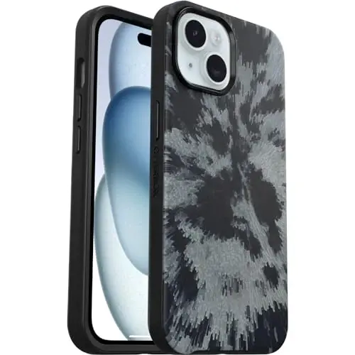 OtterBox iPhone 16e, 15, 14, & 13 Symmetry Series Case - Burnout Sky (Black), Snaps to MagSafe, Ultra-Sleek, Raised Edges Protect Camera & Screen - 5