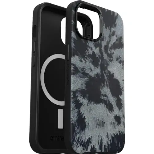 OtterBox iPhone 16e, 15, 14, & 13 Symmetry Series Case - Burnout Sky (Black), Snaps to MagSafe, Ultra-Sleek, Raised Edges Protect Camera & Screen - 6