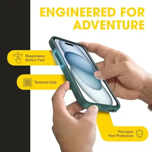 OtterBox iPhone 16e, iPhone 15, iPhone 14, iPhone 13 - Commuter MagSafe Case - Slim & Tough - Pocket-Friendly - Dual Layer Drop Protection - Port Covers – Non-Retail Packaging - Green - 4