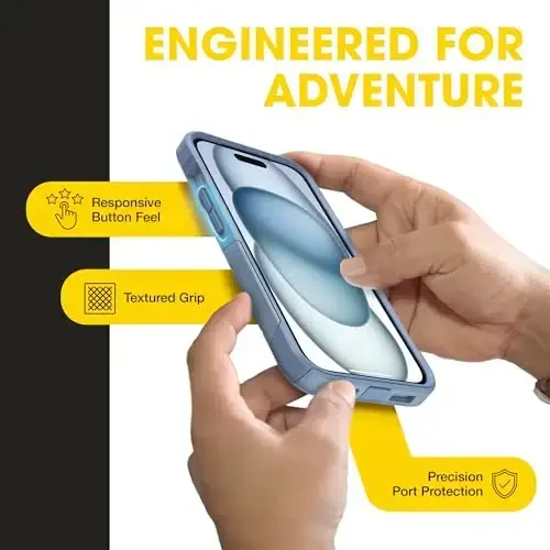 OtterBox iPhone 16e, iPhone 15, iPhone 14 va iPhone 13 Commuter Series Case - MagSafe Edition - Blue, Slim & Tough, Pocket-Friendly, with Port Protection - Crisp Denim - 4