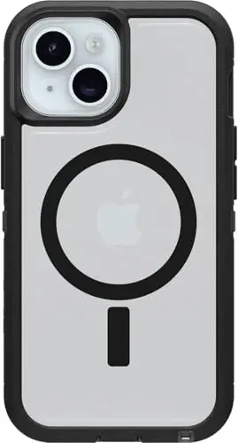OtterBox iPhone 16e, iPhone 15, iPhone 14 va iPhone 13 Defender Series XT Case with MagSafe, Screenless, Rugged - Non-Retail Packaging - Clear/Black - 4
