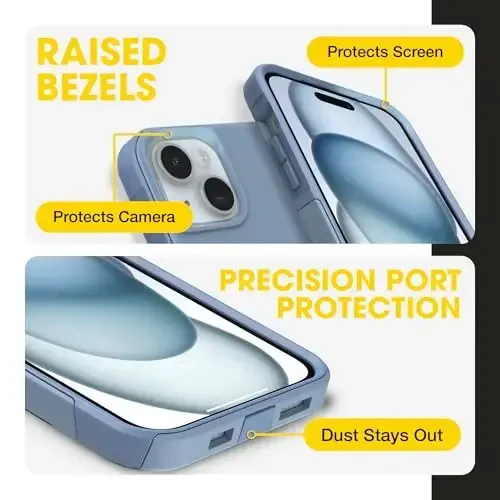 OtterBox iPhone 16e, iPhone 15, iPhone 14, and iPhone 13 Commuter Series Case - MagSafe Edition - Blue, Slim & Tough, Pocket-Friendly, with Port Protection - Crisp Denim - 2