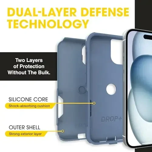 OtterBox iPhone 16e, iPhone 15, iPhone 14, and iPhone 13 Commuter Series Case - MagSafe Edition - Blue, Slim & Tough, Pocket-Friendly, with Port Protection - Crisp Denim - 5