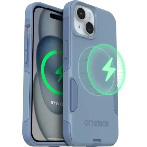 OtterBox iPhone 16e, iPhone 15, iPhone 14, and iPhone 13 Commuter Series Case - MagSafe Edition - Blue, Slim & Tough, Pocket-Friendly, with Port Protection - Crisp Denim - 6