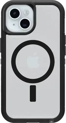 OtterBox iPhone 16e, iPhone 15, iPhone 14, and iPhone 13 Defender Series XT Case with MagSafe, Screenless, Rugged - Non-Retail Packaging - Clear/Black - 4