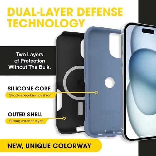 OtterBox iPhone 17e, 16e, 15, 14, 13 Commuter Series Case - Black & Blue | 3X Military Drop Protection - Slim - Dual-Layer Shockproof Design - Pocket-Friendly - Raised Edges - Port Covers - 2