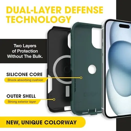 OtterBox iPhone 17e, 16e, 15, 14, 13 Commuter Series Case - Black & Green | 3X Military Drop Protection - Slim - Dual-Layer Shockproof Design - Pocket-Friendly - Raised Edges - Port Covers - 2