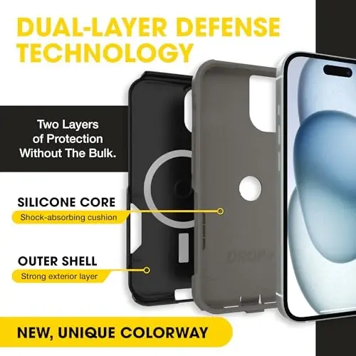 OtterBox iPhone 17e, 16e, 15, 14, 13 Commuter Series Case - Black & Grey | 3X Military Drop Protection - Slim - Dual-Layer Shockproof Design - Pocket-Friendly - Raised Edges - Port Covers - 2