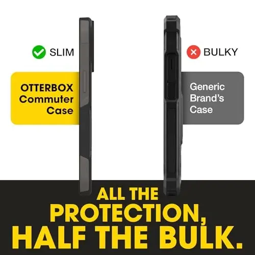 OtterBox iPhone 17e, 16e, 15, 14, 13 Commuter Series Case - Black & Grey | 3X Military Drop Protection - Slim - Dual-Layer Shockproof Design - Pocket-Friendly - Raised Edges - Port Covers - 4