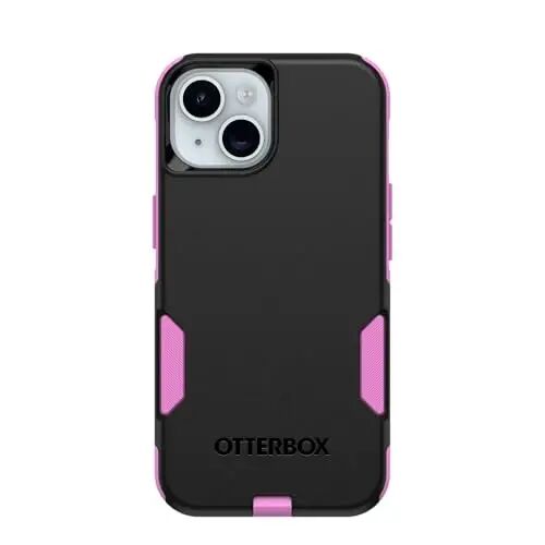 OtterBox iPhone 17e, 16e, 15, 14, & 13 Commuter Series Case - Black/Pink, Slim & Tough, Pocket-Friendly, with Port Protection - Thin & Protective iPhone Case, Dual-Layer, Impact Absorbing iPhone Case - 3