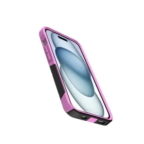OtterBox iPhone 17e, 16e, 15, 14, & 13 Commuter Series Case - Black/Pink, Slim & Tough, Pocket-Friendly, with Port Protection - Thin & Protective iPhone Case, Dual-Layer, Impact Absorbing iPhone Case - 4