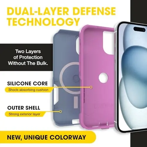 OtterBox iPhone 17e, 16e, 15, 14, 13 Commuter Series Case - Blue & Pink | 3X Military Drop Protection - Slim - Dual-Layer Shockproof Design - Pocket-Friendly - Raised Edges - Port Covers - 2