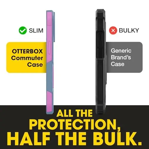 OtterBox iPhone 17e, 16e, 15, 14, 13 Commuter Series Case - Blue & Pink | 3X Military Drop Protection - Slim - Dual-Layer Shockproof Design - Pocket-Friendly - Raised Edges - Port Covers - 4
