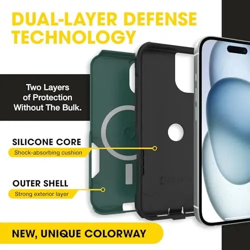OtterBox iPhone 17e, 16e, 15, 14, 13 Commuter Series Case - Green & Black | 3X Military Drop Protection - Slim - Dual-Layer Shockproof Design - Pocket-Friendly - Raised Edges - Port Covers - OtterBox (1)