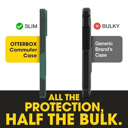 OtterBox iPhone 17e, 16e, 15, 14, 13 Commuter Series Case - Green & Black | 3X Military Drop Protection - Slim - Dual-Layer Shockproof Design - Pocket-Friendly - Raised Edges - Port Covers - 4