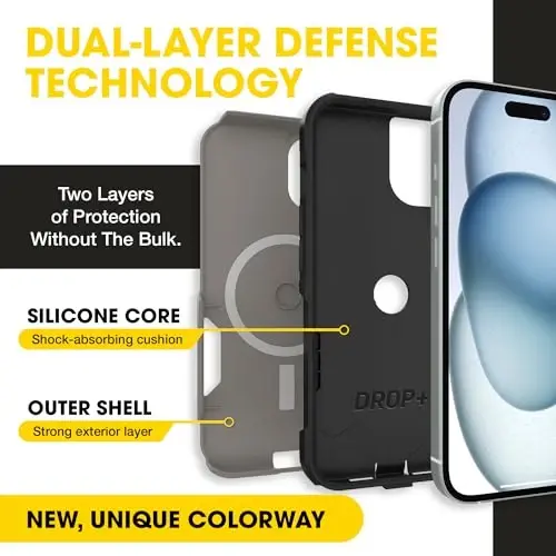 OtterBox iPhone 17e, 16e, 15, 14, 13 Commuter Series Case - Grey & Black | 3X Military Drop Protection - Slim - Dual-Layer Shockproof Design - Pocket-Friendly - Raised Edges - Port Covers - OtterBox (1)