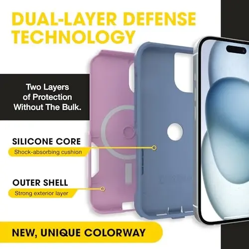 OtterBox iPhone 17e, 16e, 15, 14, 13 Commuter Series Case - Pink & Blue | 3X Military Drop Protection - Slim - Dual-Layer Shockproof Design - Pocket-Friendly - Raised Edges - Port Covers - OtterBox (1)