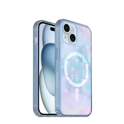 OtterBox iPhone 17e, 16e, 15, 14, & 13 Symmetry Series Clear Case - Opal Prism Blue - Ultra-Thin, Sleek iPhone Case - 3