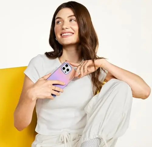 OtterBox iPhone 17e, 16e, 15, 14, 13 Symmetry Series Case - Clear/Peachy Bloom, Snaps to MagSafe, Ultra-Sleek, Raised Edges Protect Camera & Screen - 6