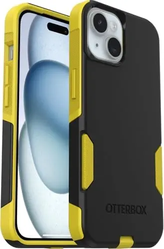 OtterBox iPhone 17e, iPhone 16e, iPhone 15, iPhone 14, & iPhone 13 Commuter Series Case - Black/Yellow, Slim & Tough, Pocket-Friendly, with Port Protection - 1