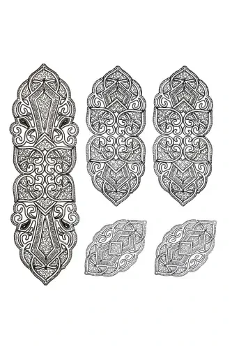 Ottoman 5 Pcs Luxury Runner Living Room Table Sofa Cover Set French Lace Dowry Set-Black - 8