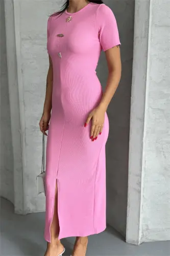 Ottoman Fabric Pen Dress - PINK - 3