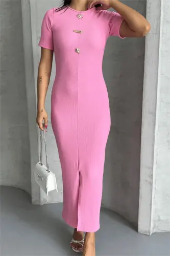 Ottoman Fabric Pen Dress - PINK - 4