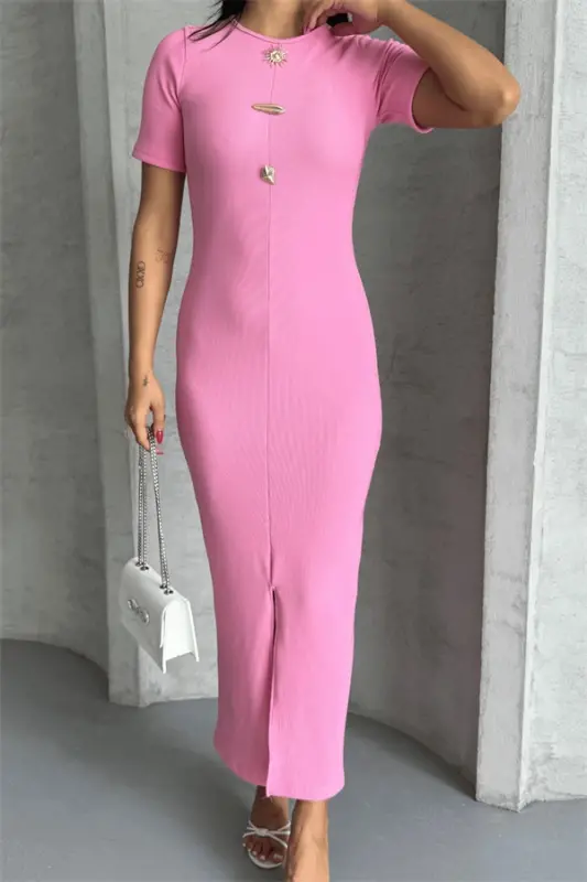 Ottoman Fabric Pen Dress - PINK - 4