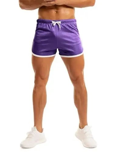 Ouber Men's Fitted Shorts Bodybuilding Workout Gym Running Tight Lifting Shorts - 2