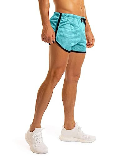 Ouber Men's Fitted Shorts Bodybuilding Workout Gym Running Tight Lifting Shorts - 3