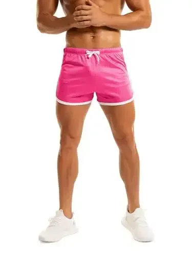 Ouber Men's Fitted Shorts Bodybuilding Workout Gym Running Tight Lifting Shorts - 2