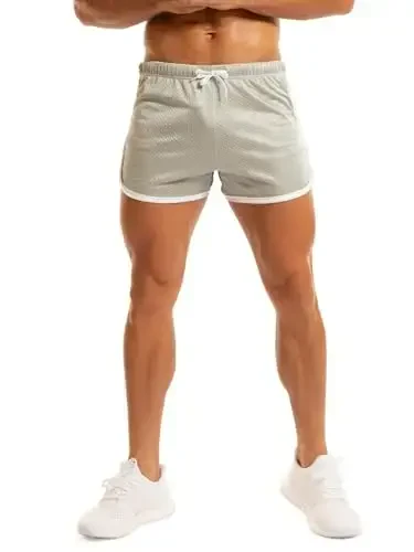 Ouber Men's Fitted Shorts Bodybuilding Workout Gym Running Tight Lifting Shorts - 2