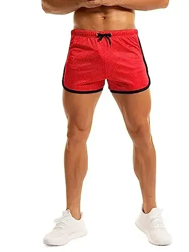 Ouber Men's Fitted Shorts Bodybuilding Workout Gym Running Tight Lifting Shorts - 2